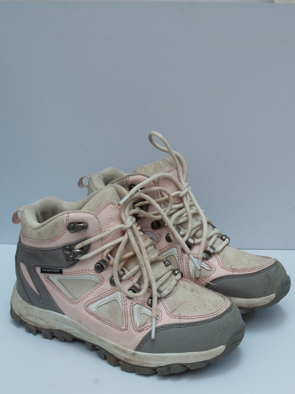 R CORD Girls Pink/Gray Lace Up Adventure Hiking Boots Size Kids 3